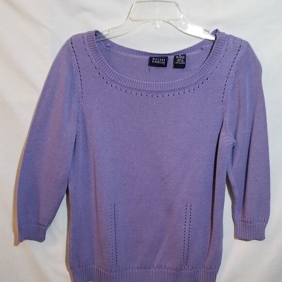 WOMANS 3/4 SLEEVE PULLOVER SWEATER. MEDIUM. LAVENDAR. %55 ACRYLIC & %45 COTTON. - Picture 1 of 1